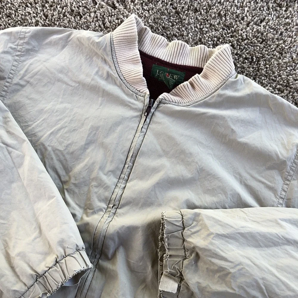 J Crew Oarsman Harrington Bomber Jacket Mens Size Small Beige Velvet Lined‎ READ